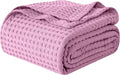 Elegant Comfort Premium 100% Cotton Waffle Blanket - Lightweight Breathable Waffle Weave Bed Blanket - Soft and Warm All Season Blanket for Couch, Sofa and Bed, Full Size 88x88 Inches, Lavender