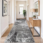 4x10 ft Extra Wide Hallway Rug – Non-Slip Washable Large Carpet Runner for Kitchen, Indoor Entryway, Modern Abstract Low-Pile Thin Floor Mat for Bedroom, Living Room, Dining Room (Black Grey,4x10)