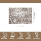 5x8 Washable Living Room Area Rug – Modern Neutral Abstract Rug for Bedroom, Kitchen, Dining Room – Non-Slip Low Pile Soft Indoor Carpet (Brown Beige,5x8)