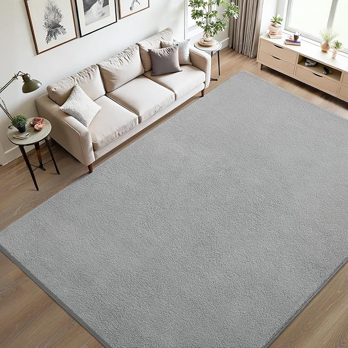 Keeko Area Rugs for Living Room Bedroom 5x8 Grey, Soft Modern Large Rugs Indoor Non Slip Fluffy Rug Minimalist Low Pile Washable Carpet Rug for Kids Boys Girls Dorm Classroom Nursery Home Decor