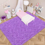 Fluffy Rugs for Living Room 6x9 Purple Shaggy Rug for Bedroom Girls Non Slip Modern Indoor Furry Floor Carpet Washable Plush Fuzzy Kids Carpet for Nursery Teen Dorm Room