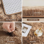 Litanika 8x10 Shag Area Rug for Living Room Bedroom, Tie-Dyed Brown High Pile Soft Plush Shaggy Furry Bedside Playroom Dorm Carpet, Non-Slip, Non-Shedding Modern Indoor Floor Rug
