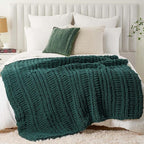 Battilo Christmas Green Throw Blanket for Couch, Chunky Knit Throw Blanket, Super Soft Warm Cozy Chenille Throw Blanket for Bed, Sofa, Living Room, Christmas Decor, 50"x60"
