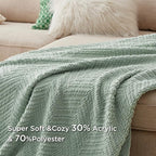 Bedsure Sage Green Throw Blanket for Couch - Versatile Knit Woven Chenille Spring Blanket for Chair, Super Soft, Warm & Decorative Throw with Tassels for Bed, Sofa and Living Room(Sage Green, Throw)