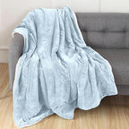 Elegant Comfort Throw Blanket, Reversible Sherpa Flannel, Ultra-Soft, Fuzzy, Cozy and Plush- All Season Lightweight Decorative Throw, 50 x 60 inches, Solid Sherpa Throw, Aqua