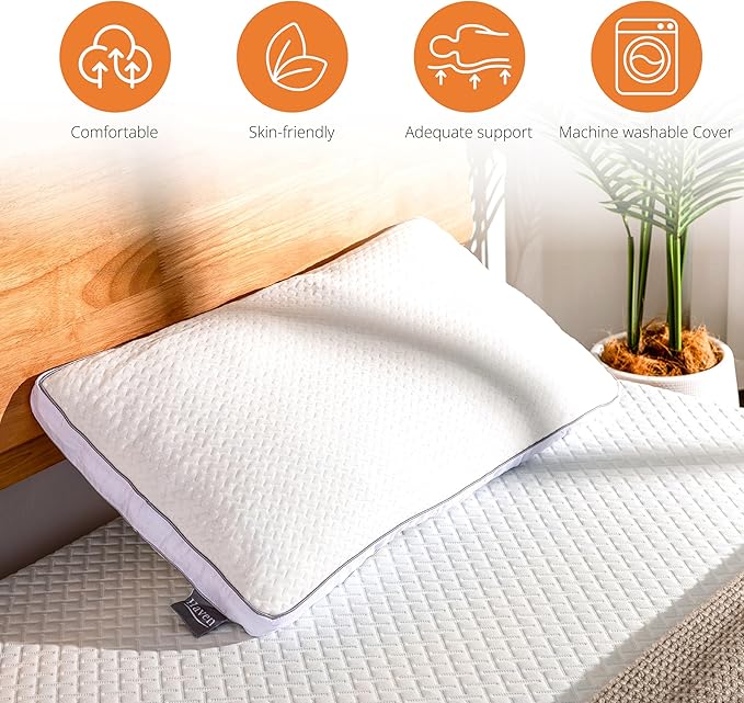 EGOHOME Shredded Memory Foam Pillows, Bed Pillows for Sleeping, Standard Pillow for Side Back Stomach Sleepers, Neck Support Pillow with Washable Removable Cover(28"x 16",1 Pack)