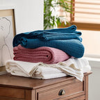 Bedsure Gentlesoft 100% Cotton Blanket Twin XL Size for College Dorm - Breathable and Soft for Spring Summer, Waffle Weave Twin Blanket for Bed, Dorm Room Essentials, Dusty Rose, 66x90 inches