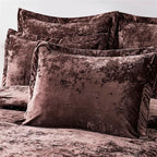 Fredsure Distressed Velvet Comforter Set, 5 Pieces Brown Queen, Distressed Velvet Face and Brushed Microfiber Reverse