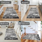 3x5 Washable Entryway Rug – Non-Slip Rubber Backed Small Area Rug for Kitchen, Bedroom, Living Room, Office – Soft Low-Pile Thin Modern Abstract Neutral Throw Rug （Black Grey,3x5）