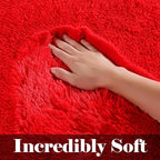 ONASAR Red Rugs for Living Room Bedroom, 5x8 Fluffy Bedside Area Rug, Soft Plush Shaggy Indoor Floor Carpet for Nursery Kids Girls Boys Teen Dorm Home Office Decor Aesthetic