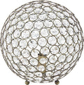 Elegant Designs LT1067-ABS 10" Elipse Crystal Collection Metal Crystal Ball Sequin Table Desk Lamp for Accent Lighting, Décor, Living Room, Antique Brass