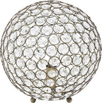 Elegant Designs LT1067-ABS 10" Elipse Crystal Collection Metal Crystal Ball Sequin Table Desk Lamp for Accent Lighting, Décor, Living Room, Antique Brass