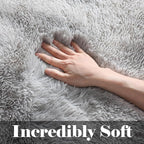 ONASAR 2x6 Runner Rugs for Bedroom Living Room, Fluffy Tie-Dyed Light Grey Bedside Hallway Throw Area Rug, Ultra Soft Plush Furry Floor Carpet Mat for Nursery Kids Dorm Closet Home Decor