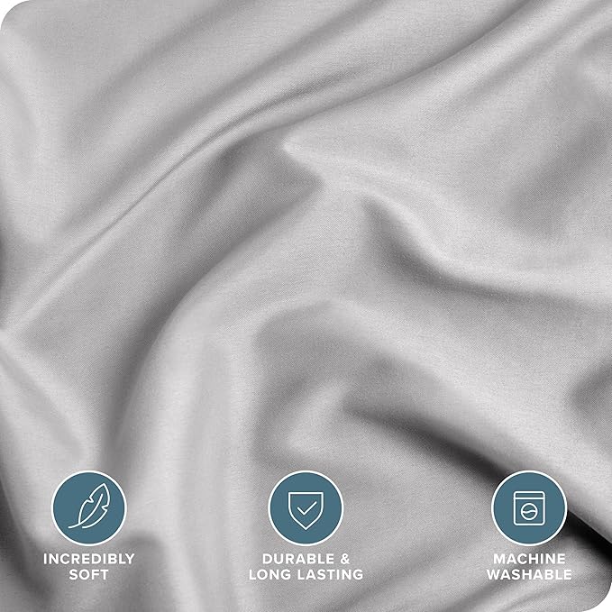 Bare Home Bedding Duvet Cover Queen Size - Premium 1800 Super Soft Collection - Lightweight, Cooling - Soft Breathable Bedding Duvet Cover (Queen, Light Grey)