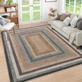 RUGSREAL 5x7 Bedroom Braided Area Rug Machine Washable Living Room Area Rug Modern Braid Printed Throw Carpet for Dining Room Non Slip Large Entryway Mat Farmhouse Rug for Home Decor, Sand/Bronze