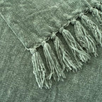 Chenille Throw Blanket for Couch with Tassels,60"X80" Soft Cozy Lightweight Knitted Boho Decorative Blankets for Bed and Sofa,Light Green