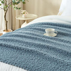 Throw Blanket for Couch, Dusty Blue Luxury Knitted Throws 50"x60", Textured Blankets with Handmade Fringe Tassels for Bed Sofa Decorative, Chunky Soft Farmhouse Boho Home Decor