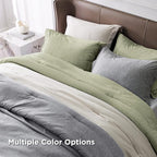 Bedsure King Size Comforter Set - Olive Green Soft Bedding for All Seasons, Cationic Dyed Bed Set, 3 Pieces, 1 King Size Comforter (104"x90") and 2 Pillow Shams (20"x36"+2")