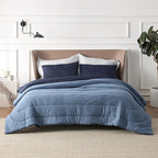 Bedsure California King Comforter Set - Cooling and Warm Bed Set, Navy Blue Reversible Bedding for All Season, 3 Pieces, 1 California King Size Comforter (104"x96") and 2 Pillow Cases (20"x36")