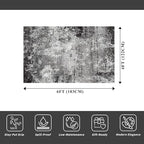 4x6 Washable Non-Slip Area Rug – Modern Abstract Neutral Small Carpet for Indoor Entryway, Kitchen, Bedroom, Living Room, Office – Low-Pile Thin Throw Rugs (Black Grey,4x6)