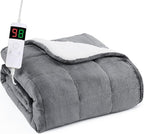 L'AGRATY Heated Weighted Blanket for Adults - 50"x60" 10lbs Electric Throw Fast Heating Heavy Blanket 1/2/4/6/8 Hour Auto Off 10 Heat Levels Over-Heat Protection Soft Flannel Sherpa