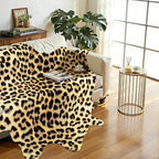AROGAN 5.2 x 6.2 Ft Faux Leopard Rug, Premium Animal Skin Cheetah Hide Rug, Sturdy Cheetah Print Rugs for Wall Decor, Western Floor Carpet Decor for Bedroom Living Room, Black and Gold