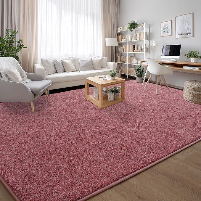 Keeko 4x6 Area Rugs for Living Room, Soft Modern Memory Foam Bedroom Rug Washable Indoor Rug Low Pile Minimalist Non Slip Carpet for Kids Nursery Dorm Room Home Decor Dark Red and White