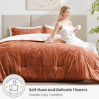 Love's cabin Terracotta Twin Comforter Set - Twin XL Size Comforter Set Dorm Bedding, 2 Pieces Cute Floral Bedding, Soft Reversible Flowers Comforter, 1 Comforter & 1 Pillow Sham