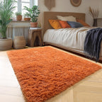 Amdrebio Burnt Orange Area Rugs for Bedroom Living Room Decor, Shag Plush Fluffy Furry Rug 4x6 for Kids Room Aesthetic, Small Cute Fuzzy Shaggy Dark Orange Carpet for Nursery Dorm Classroom Playroom