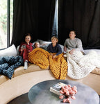 Nuzzie Original Knit Weighted Blanket- Breathable, Cooling, Hand Made Knit Throw Blanket for Sleep - Machine Washable, Stylish Design (Marigold, Queen | 22lbs | 60"x80")
