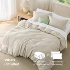 Bedsure Duvet Cover Full Size - Soft Double Brushed Bedding Set for Kids & Adults, Zipper Closure, 3 Pieces, Includes 1 Duvet Cover (80"x90") & 2 Pillow Shams, NO Comforter, Linen