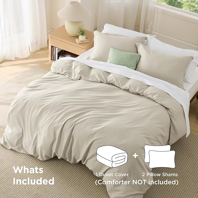 Bedsure Duvet Cover Oversized Queen Size - Soft Double Brushed Bedding Set for Kids & Adults, Zipper Closure, 3 Pieces, Includes 1 Duvet Cover (98"x98") & 2 Pillow Shams, NO Comforter, Linen