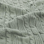 Aormenzy Cable Knit Throw Blankets 50 x 60 Inches, Soft Cozy and Lightweight Knitted Blanket, Machine Washable Acrylic Blanket, Decorative Throw Blanket for Couch Sofa Bed, Sage Green