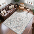 CRYPTOLITE 9x11 Area Rug for Living Room, Modern Washable Rug Non Slip Low Pile Large Area Rugs for Living Room, Bedroom, Farmhouse, Dining Room,Blue