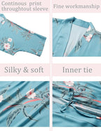 Aensso Long Soft Lightweight Silky Kimonos Robes for Women, Luxury Japanese Floral Womens Kimono Robe