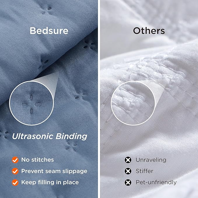 Bedsure King Quilt - Mineral Blue Bedspread King Size & Lightweight Comforter, Modern Coastal Coverlet with Clover Pattern, Ultra Soft All-Season Bedding, 106 x 96 Inches | Stitch-Free Quilting, Ultra Soft, Lightweight, Machine Washable, Pet-Friendly