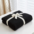 Longhui bedding Black Cotton Cable Knit Throw Blanket for Couch Sofa Chair Bed Home Decorative, 3.4 Pounds 60 x 80 Inch Lightweight Woven Throw Blankets with Bonus Laundering Bag