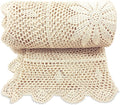 Zenviro Boho Throw Blanket, 50"x60", 100% Handmade Crochet Throw Blankets,100% Cotton Beige Throw, Decorative, Vintage Lace Blanket, Boho Decor, Photo Prop, Lightweight Knit