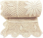 Zenviro Boho Throw Blanket, 50"x60", 100% Handmade Crochet Throw Blankets,100% Cotton Beige Throw, Decorative, Vintage Lace Blanket, Boho Decor, Photo Prop, Lightweight Knit