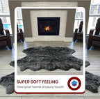 LAMBZY Bear Skin Rug Super Soft Fluffy Faux Fur for Bedroom Floor Sofa Living Room High-Density Plush Shaggy Carpet Sofa Cover Bedside Sheepskin Rug (4'x6', Black/White)