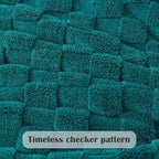 NEWCOSPLAY Super Soft King Blanket Dark Teal Premium Silky Flannel Fleece 3D Checkered Lightweight Bed Blanket All Season Use (Dark Teal Checkered, King(90"x110"))