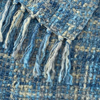 Multi-Color Light Blue Cable Woven Throw Blanket for Couch,50"X60" Boho Style Textured Blankets for Home Decor,Super Soft Warm Cozy Chunky Blanket with Decorative Tassels for Bed