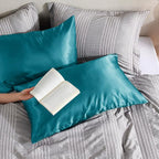 Bedsure Satin Pillowcase with Zipper, Similar to Silk Pillow Cases 2 Pack, Satin Pillow Cases Queen Size Set of 2, Silky & Soft Teal Pillow Covers for Hair and Skin, Gifts for Women Men, 20x30 Inches