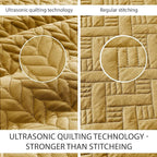 IR Imperial Rooms Twin Quilt Bedding Set Size (68” x 86”) + 1 Pillow Shams (20” x 26” + 2”) - 2 Pcs All Season Lightweight Reversible Microfiber Coverlet Embossed Quilt Bedspread (Ochre)