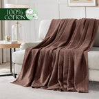 Elegant Comfort Premium 100% Cotton Waffle Blanket - Lightweight Breathable Waffle Weave Bed Blanket - Soft and Warm All Season Blanket for Couch, Sofa and Bed, King Size 90x108 Inches, Brown