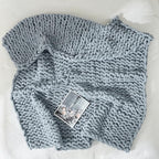 YAAPSU Chunky Knit Throw Blanket for Couch, 51"x63", 100% Hand Knitted Thick Cable Knit with Cozy Jumbo Chenille Yarn, Soft Large Rope Knot Crochet Blankets for Sofa Bed Living Room Décor, Fog Blue