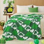 CYMULA St. Patrick's Day Knit Throw Blanket - Super Soft Lightweight Plush Shamrock Clover Blanket for Couch, Bed, Sofa, 50 x 60 Inches, Irish Green