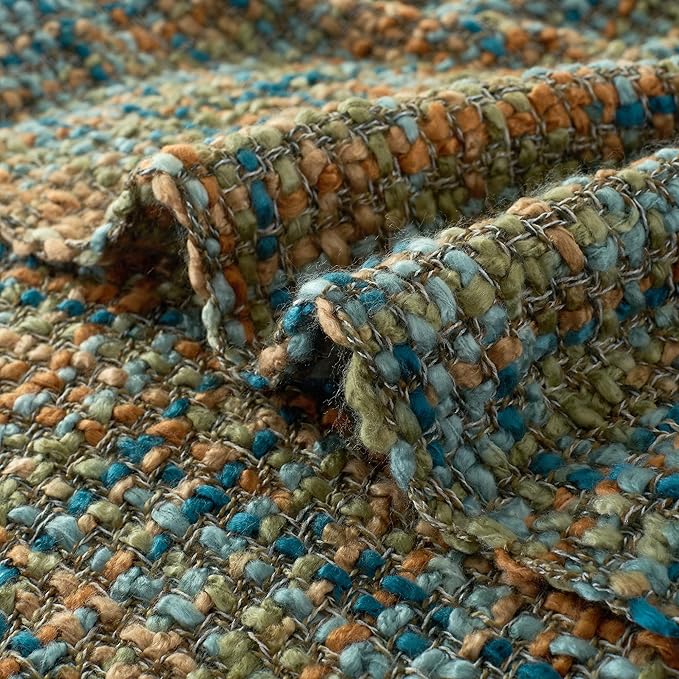 Multi-Color Gold Green Cable Woven Throw Blanket for Couch,60"X80" Boho Style Textured Blankets for Home Decor,Super Soft Warm Cozy Chunky Blanket with Decorative Tassels for Bed