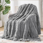 Sherpa Fleece Adult Weighted Blanket Great for Sleep, 15 lbs Dual Sided Soft Fuzzy Heavy Blankets for Couch Bed Sofa, Cozy Warm Fluffy Arched Jacquard Throw for Winter (Grey, 48" x 72", 15 Pounds)