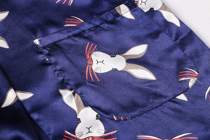 Valennia Women Long Silky Bathrobe Satin Kimono Robe Floral Printed Dressing Gown Sleepwear